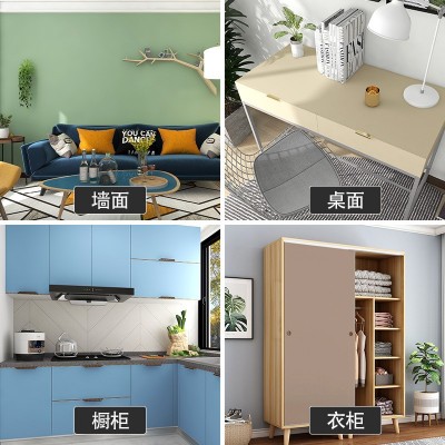 不透底肤感膜家具翻新贴纸自粘衣柜门桌子橱柜台面墙纸防水加厚图2