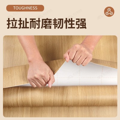 复古木纹铝箔贴纸自粘墙纸防水防潮衣柜桌子木门贴家具改色翻新贴图2