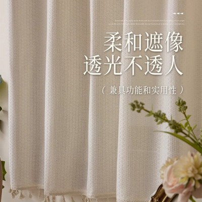 简易魔术贴免打孔纱帘飘窗窗帘安装透光不透人卧室出租房小 窗遮挡图4