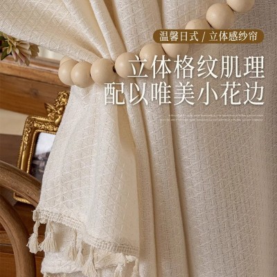 简易魔术贴免打孔纱帘飘窗窗帘安装透光不透人卧室出租房小 窗遮挡图2