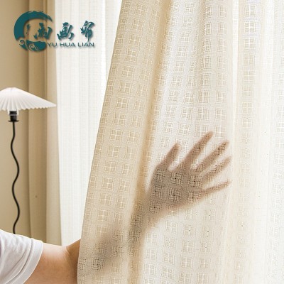 新款加厚芳心纱全涤外贸仿麻透光不透人窗帘纱客厅卧室阳台飘窗图3