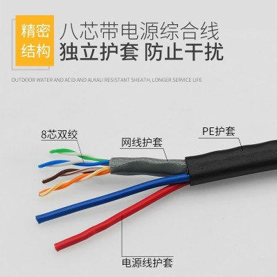 网络综合线监控一体线室外 网线4 8+2芯超五类 带电源视频线 纯铜图4