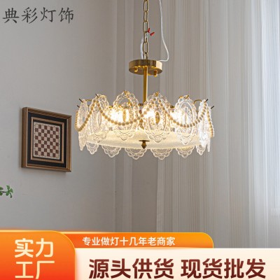 法式轻奢卧室吸顶灯现代简约餐厅书房灯网红款玻璃片LED玄关灯具