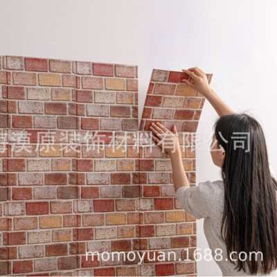 跨境新款墙纸自粘3D立体墙贴墙纸自粘木纹壁纸贴纸砖纹一件代发图4
