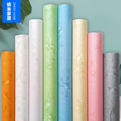 跨境自粘墙纸ins卧室温馨壁纸防水pvc欧式纯色学生宿舍墙贴纸翻新