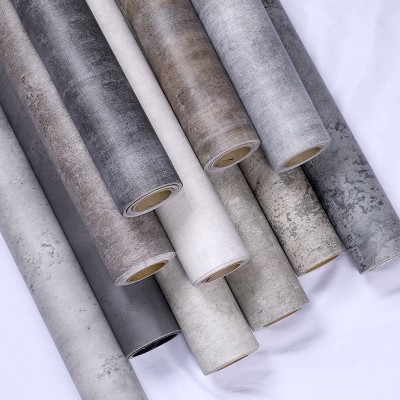 PVC水泥墙纸 复古灰色壁纸 家用装饰跨境小卷定制图4
