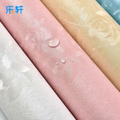 欧式墙纸自粘PVC玫瑰纯色壁纸卧室宿舍背景墙贴防水翻新装饰贴纸图3