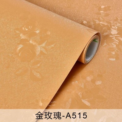 122宽暗花欧式墙纸自粘防水壁纸纯色背景墙贴pvc装饰温馨玫瑰贴纸