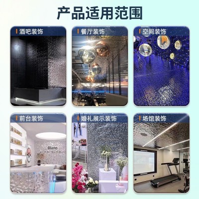 仿金属不锈钢金银色镜面水波纹装饰膜婚庆餐厅酒店KTV背景墙贴膜图3