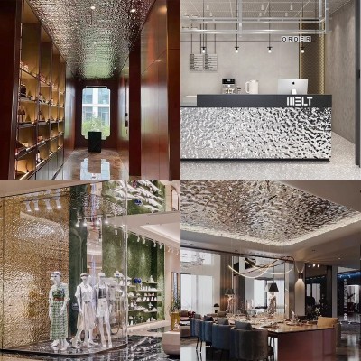 仿金属不锈钢金银色镜面水波纹装饰膜婚庆餐厅酒店KTV背景墙贴膜图4