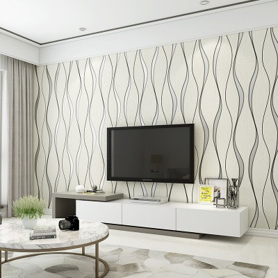 现代简约3D银灰色条纹无纺布壁纸 客厅电视背景卧室wallpaper墙纸图3