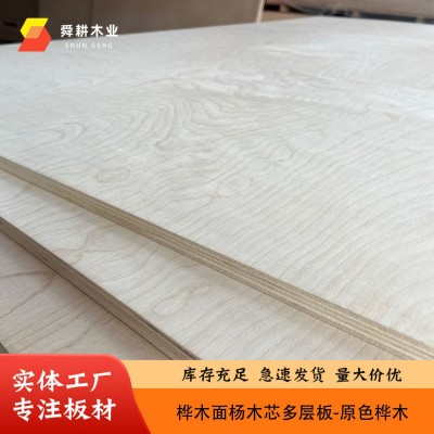 现货双C桦木面多层实木板5-25mmE0级家具装饰木板橱柜攀岩板材