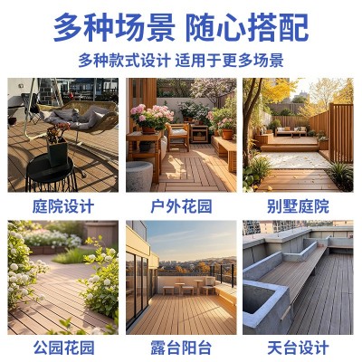 佛山室外塑木地板定制露台木塑地板WPC户外阳台共挤竖纹庭院塑木图4