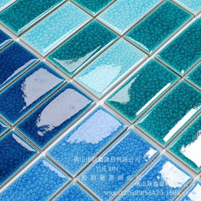 地中海游泳池陶瓷冰裂纹马赛克瓷砖水池鱼池温泉池景观池室外防滑图2