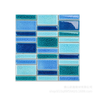 地中海游泳池陶瓷冰裂纹马赛克瓷砖水池鱼池温泉池景观池室外防滑图5