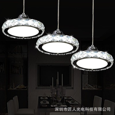 现代简约led水晶餐厅吊灯圆形客厅饭厅走廊吧台餐桌灯饰厂家现货