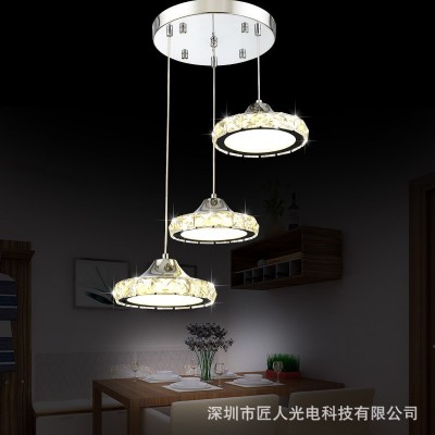 现代简约led水晶餐厅吊灯圆形客厅饭厅走廊吧台餐桌灯饰厂家现货图3