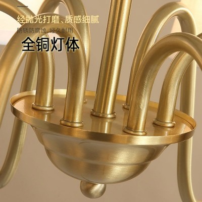 美式全铜客厅吊灯轻奢布艺奶油风灯具极简约现代主卧室餐厅灯批发图3