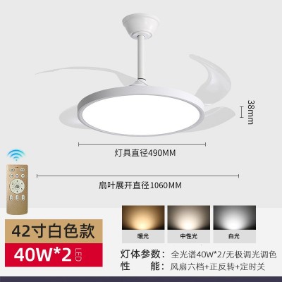 超薄风扇灯全光谱护眼现代简约卧室餐厅灯扇一体变频隐形吊扇灯图5
