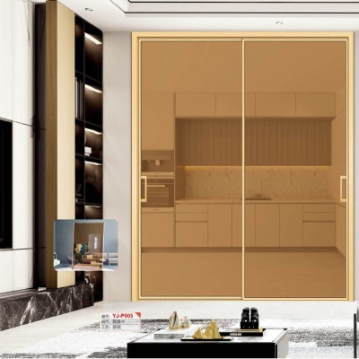 窄边厨房推拉门阳台客厅铝合金玻璃门隔断移门三联动吊轨卫生间门图3