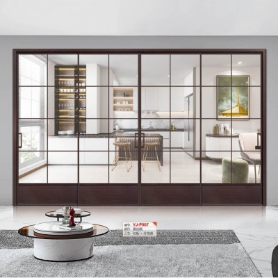 窄边厨房推拉门阳台客厅铝合金玻璃门隔断移门三联动吊轨卫生间门图4