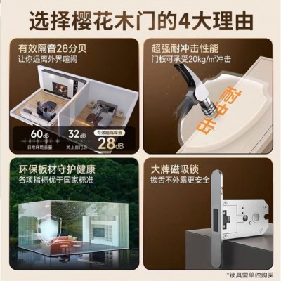 欧式扣线烤漆门雕花纯色简约卧室门实木复合抗压隔音整套门室内门图4