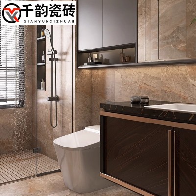 仿大理石瓷砖600x1200微哑面客厅地砖民宿酒店咖色卫生间墙砖
