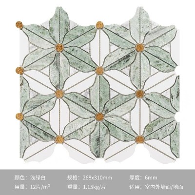 网红天然大理石马赛克绿色石材酒店大堂厨房浴室墙地面石材马赛克图3