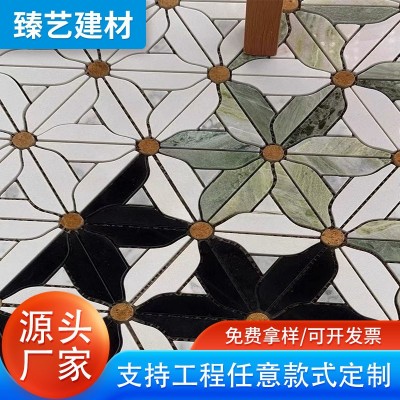 网红天然大理石马赛克绿色石材酒店大堂厨房浴室墙地面石材马赛克