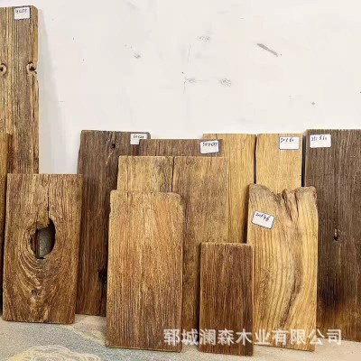 复古老榆木板原木茶台风化板实木风化木板吧台复古怀旧悬挂搁置板图3