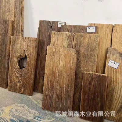 复古老榆木板原木茶台风化板实木风化木板吧台复古怀旧悬挂搁置板图4