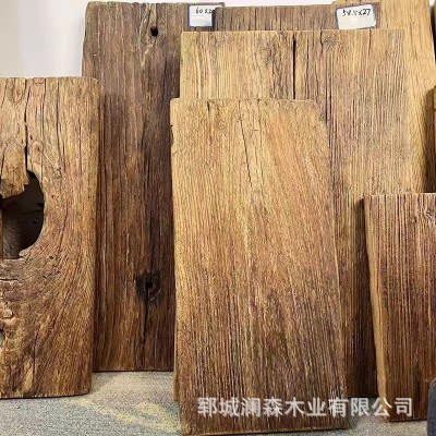 复古老榆木板原木茶台风化板实木风化木板吧台复古怀旧悬挂搁置板