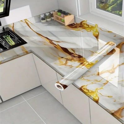 跨境专供鎏金大理石纹墙纸 家装建材背景墙Gilt marble w allpaper图3