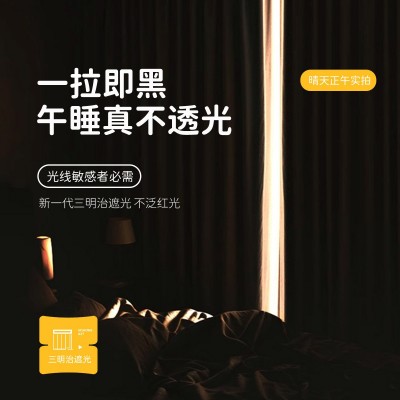 双面雪尼尔全遮光窗帘新款卧室窗帘高级感加厚奶油风绍兴柯桥窗帘图3