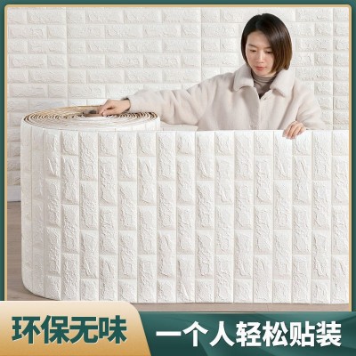 自粘墙纸泡沫砖纹3d立体墙贴卧室客厅背景无缝贴纸幼儿园走廊软包图5