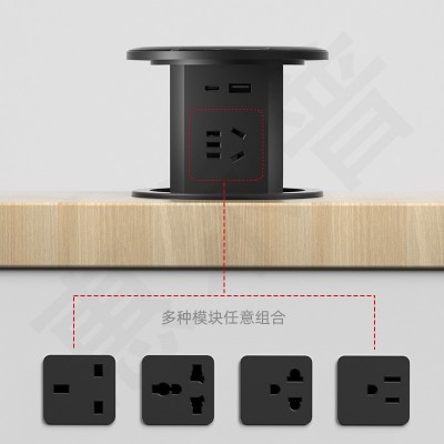 升降插座USB无线充电嵌入式立式多功能插排多用岛台美规英规typec图2
