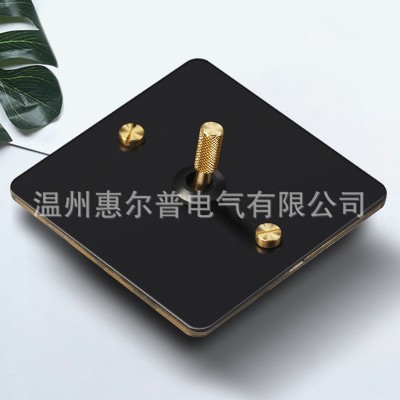 英式86型明装家装开关黑色复古滚花拨杆不锈钢烤漆面板开关插座手图2