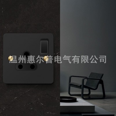 英式86型明装家装开关黑色复古滚花拨杆不锈钢烤漆面板开关插座手图4