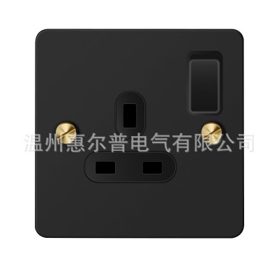 英式86型明装家装开关黑色复古滚花拨杆不锈钢烤漆面板开关插座手图5