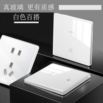玻璃开关插座家用简约现代超薄白色灰色墙壁五孔USB插座厂家直销图3