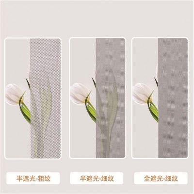 全景阳光面料卷帘半遮光阳台办公室窗帘茶楼防火阻燃米色电动窗帘图4