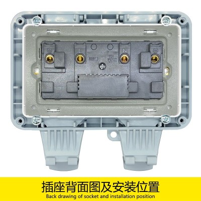 防溅水双联13A双式双USB插座IP66防溅防暴雨户外充电排插电源插座图2