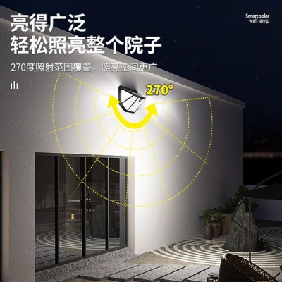 太阳能户外庭院灯家用农村院子照明灯室外人体感应照明灯壁灯批发图2