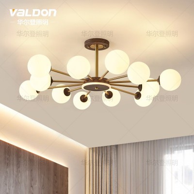 北欧客厅吊灯简约现代大气卧室灯轻奢白蜡木纹餐厅魔豆分子灯具图4