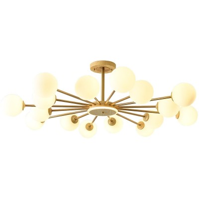 北欧客厅吊灯简约现代大气卧室灯轻奢白蜡木纹餐厅魔豆分子灯具图5