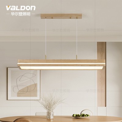 原木风餐厅吊灯白蜡木一字长条全光谱简约护眼书房茶房办公室吊灯图2