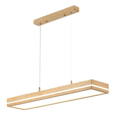 原木风餐厅吊灯白蜡木一字长条全光谱简约护眼书房茶房办公室吊灯图5