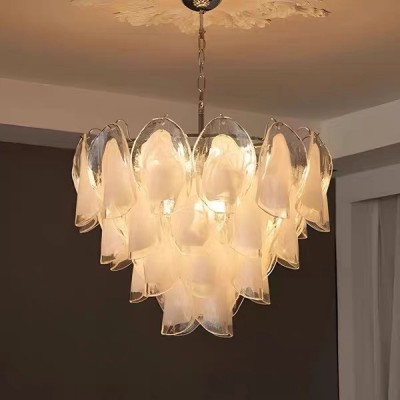 主卧室房间灯具法式轻奢客厅吊灯现代简约奶油风餐厅云彩玻璃吊灯图3