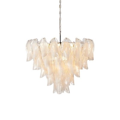 主卧室房间灯具法式轻奢客厅吊灯现代简约奶油风餐厅云彩玻璃吊灯图5