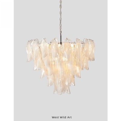 主卧室房间灯具法式轻奢客厅吊灯现代简约奶油风餐厅云彩玻璃吊灯图4